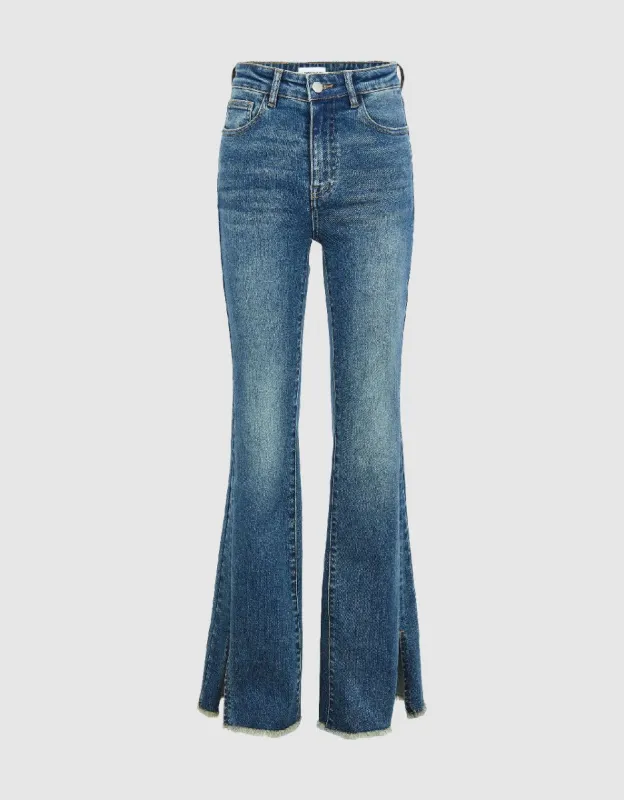 Raw Hem Flare Jeans sold by Urban Revivo
