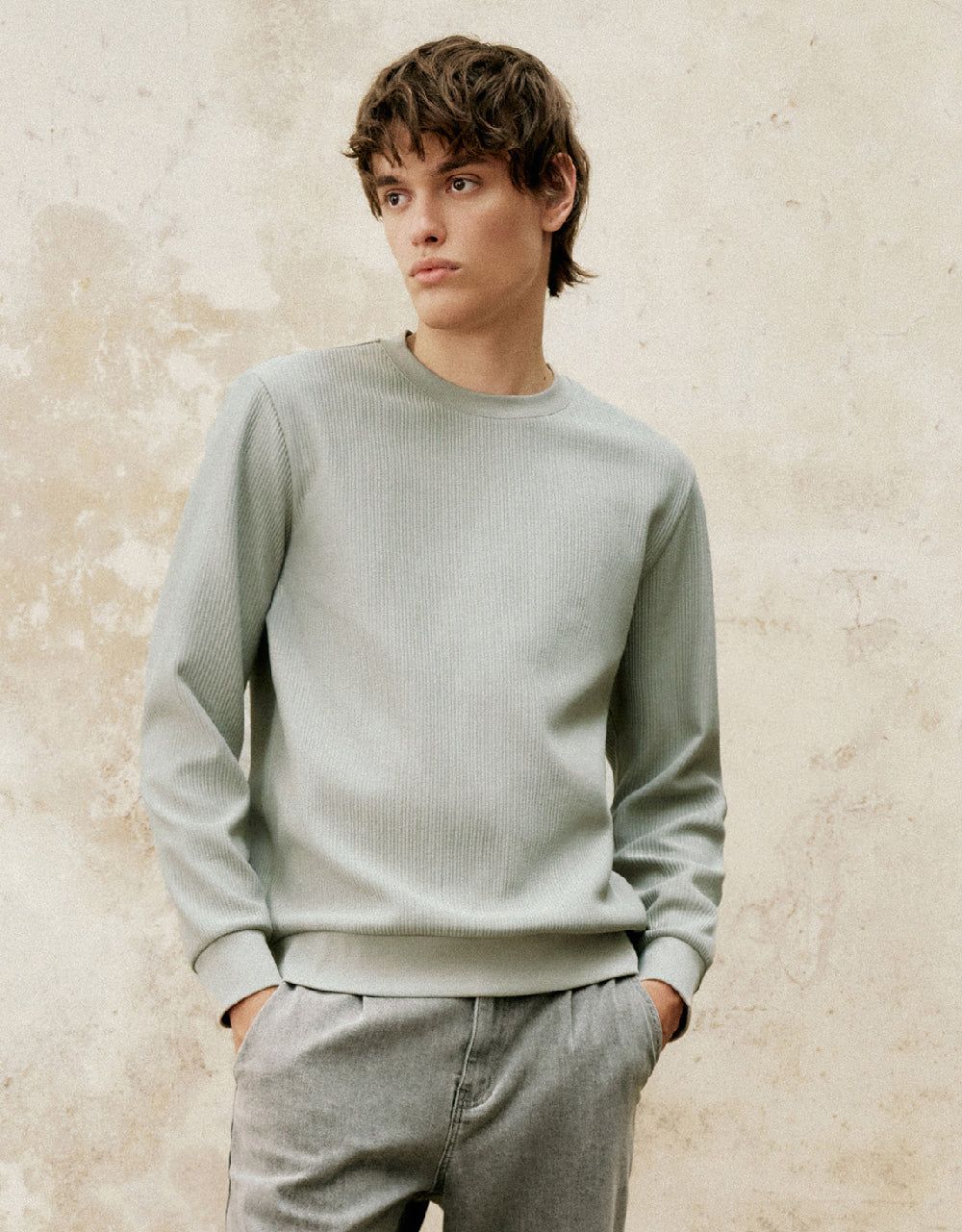 Textured Crew Neck Sweatshirt sold by Urban Revivo