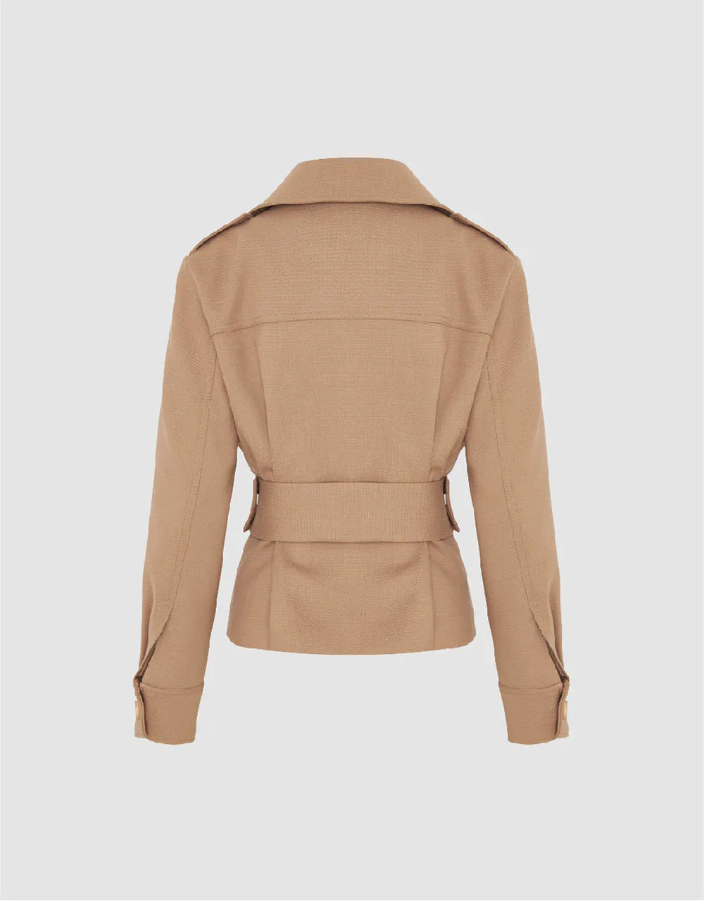 Notch Lapel Skater Wool Blend Jacket With Belt sold by Urban Revivo product image thumbnail 5