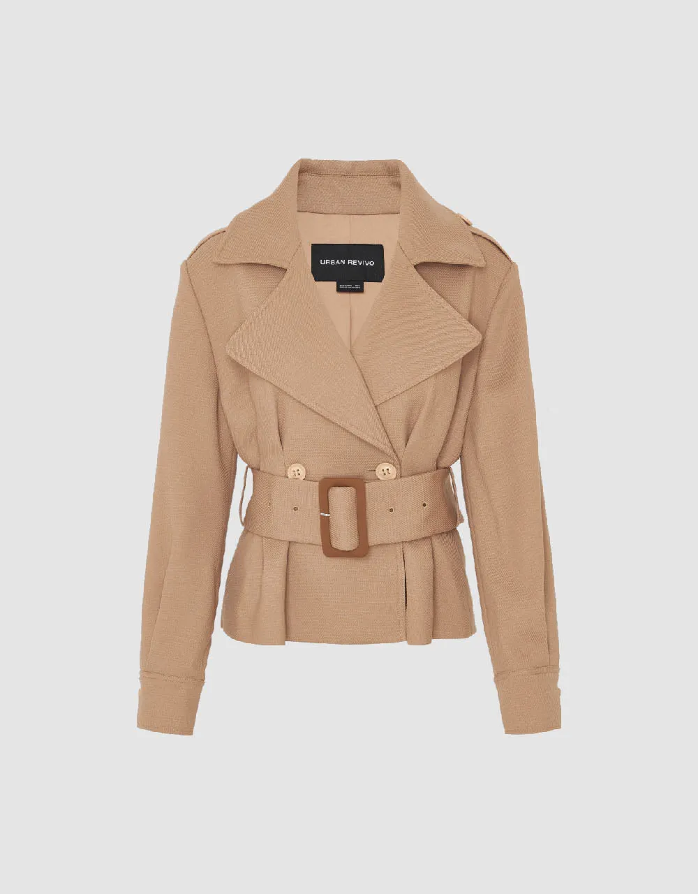 Notch Lapel Skater Wool Blend Jacket With Belt sold by Urban Revivo product image thumbnail 2