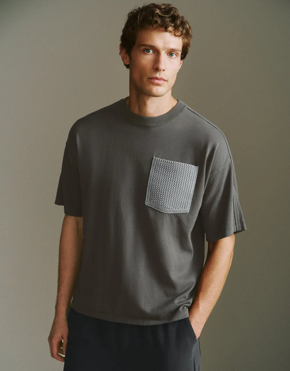 Crew Neck Knitted T-Shirt sold by Urban Revivo