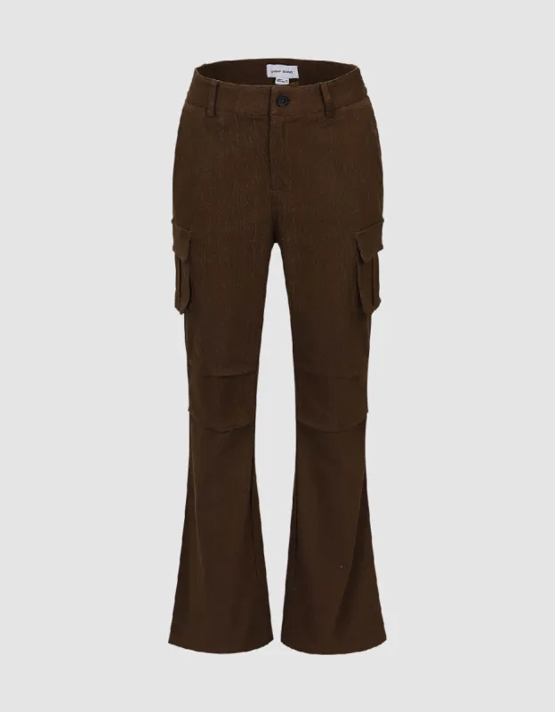 Multi-Pocket Flare Pants sold by Urban Revivo