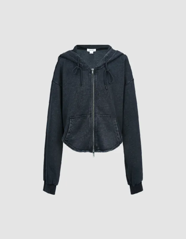 Zipper Front Hooded Jacket sold by Urban Revivo