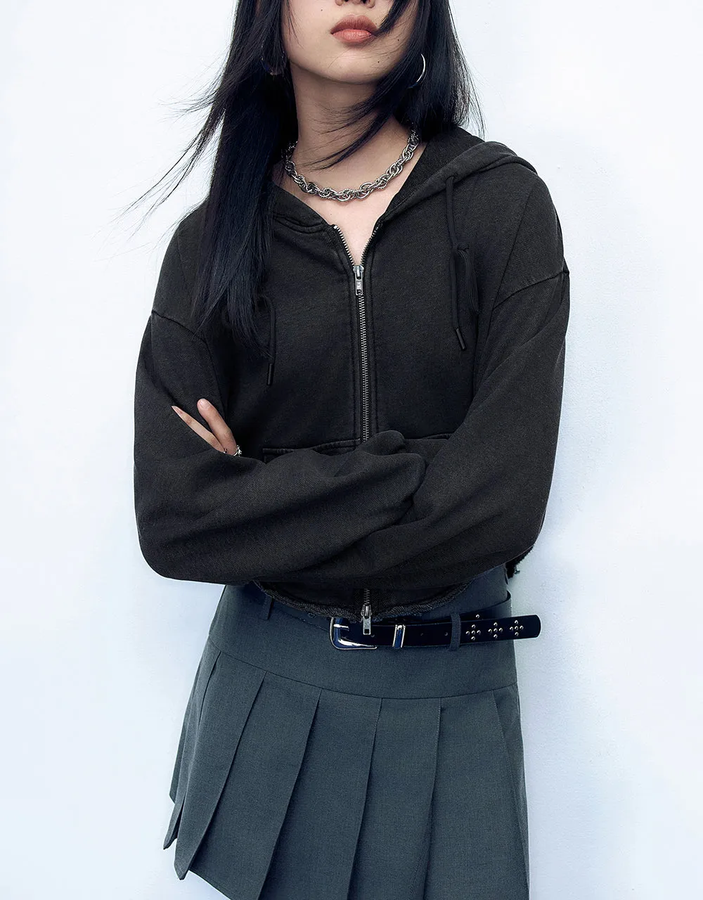 Zipper Front Hooded Jacket sold by Urban Revivo product image thumbnail 2