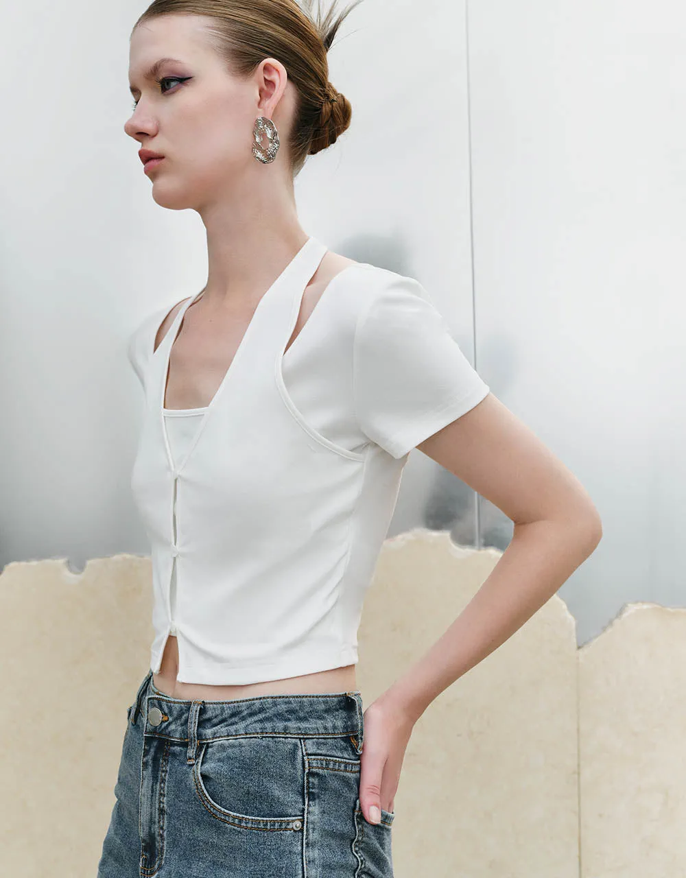 2 In 1 Halter Neck Straight T-Shirt sold by Urban Revivo product image thumbnail 3