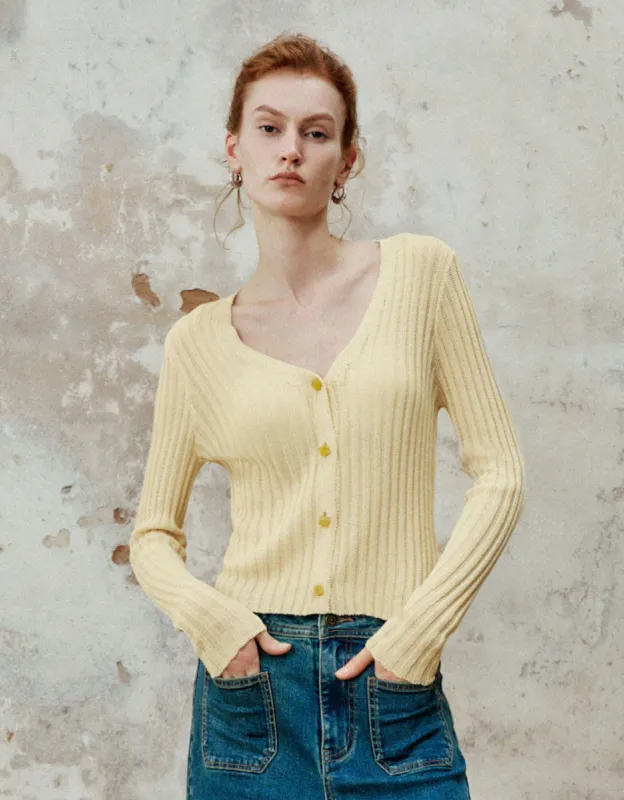 V-Neck Skinny Knitted Cardigan sold by Urban Revivo