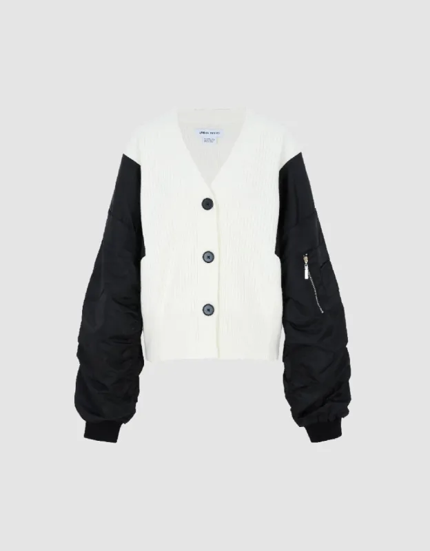 Two Toned V-Neck Knitted Cardigan sold by Urban Revivo