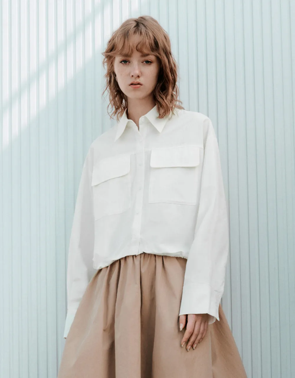 Button Up Loose A-Line Shirt sold by Urban Revivo