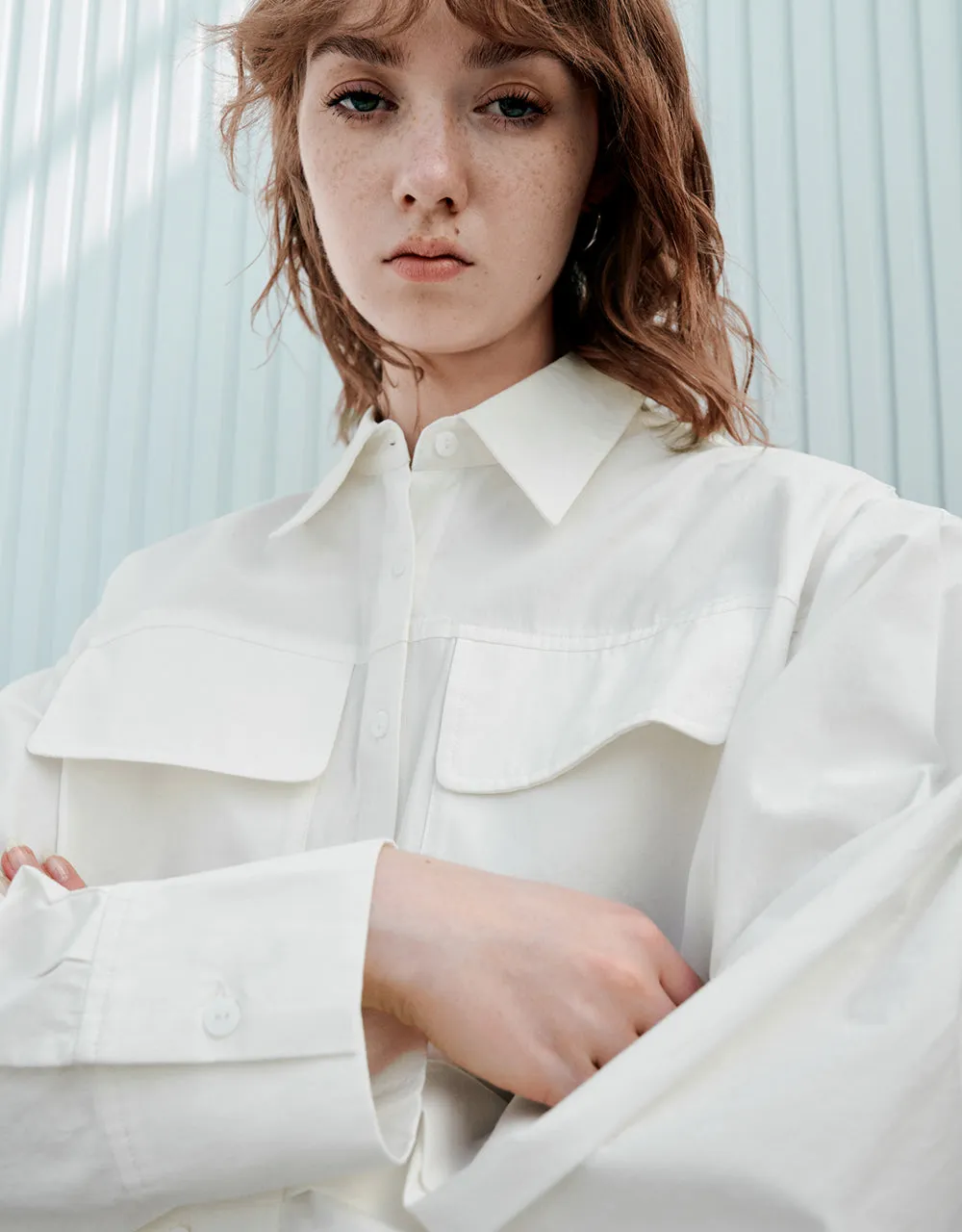 Button Up Loose A-Line Shirt sold by Urban Revivo product image thumbnail 4