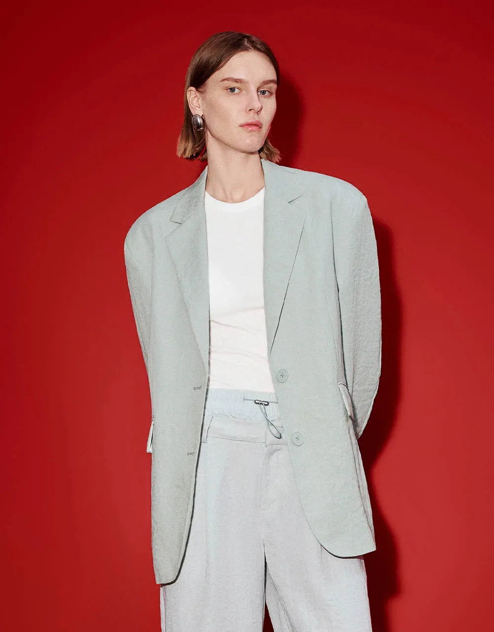 Notch Lapel Loose Blazer sold by Urban Revivo