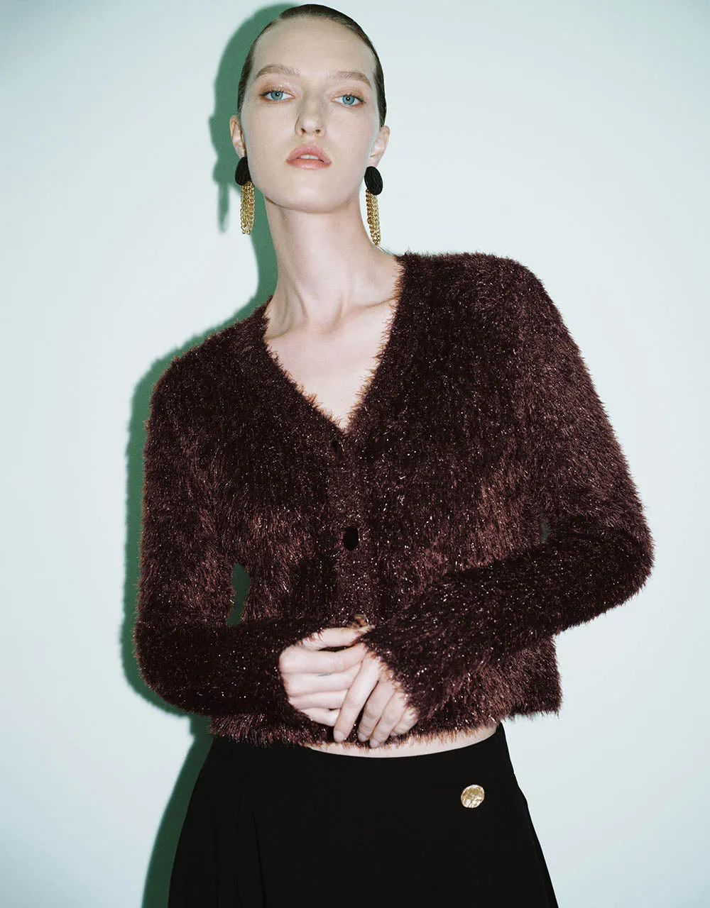 Drop Shoulder Sleeve Knitted Cardigan sold by Urban Revivo