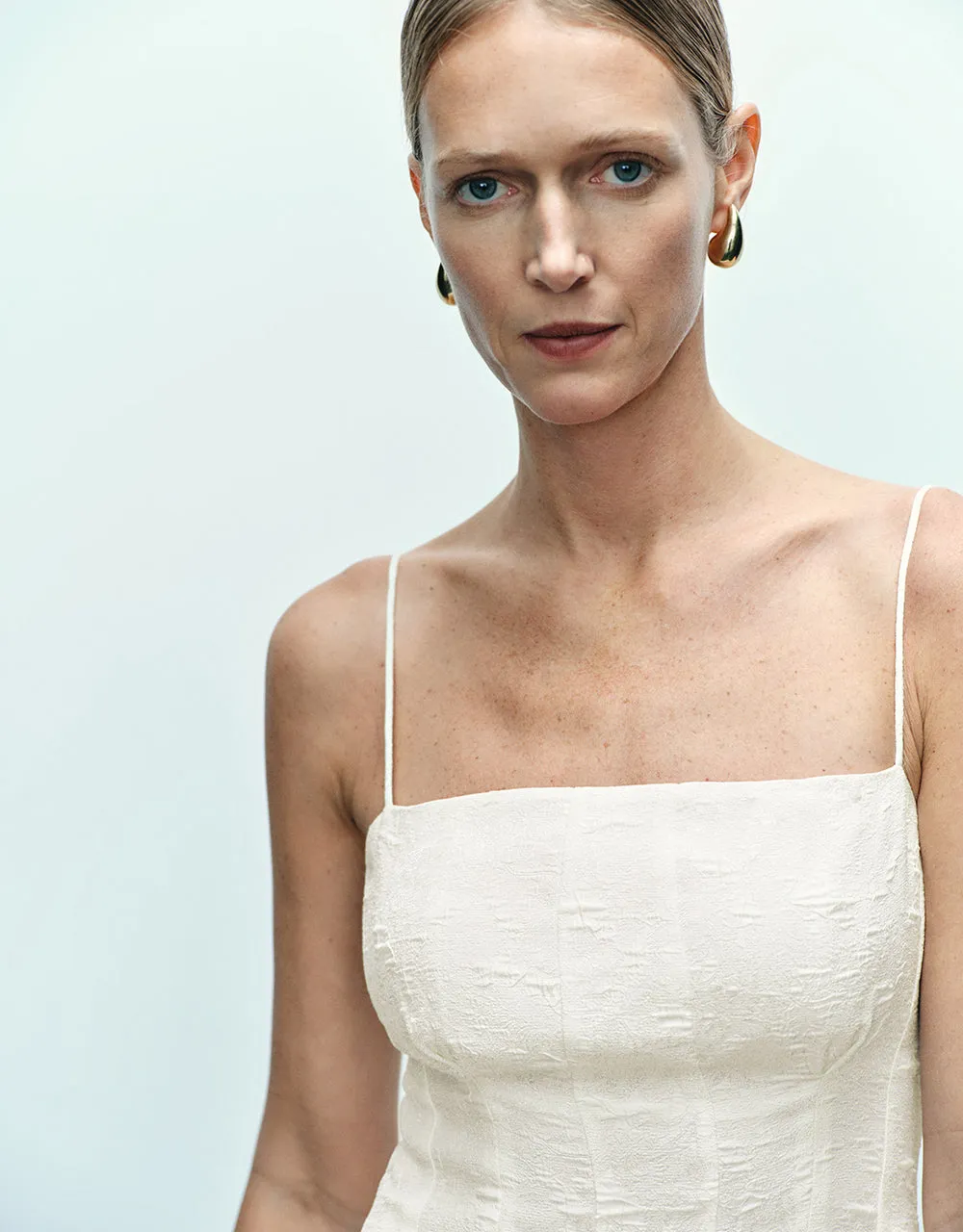 Textured Off-Shoulder A-Line Cami Dress sold by Urban Revivo product image thumbnail 4