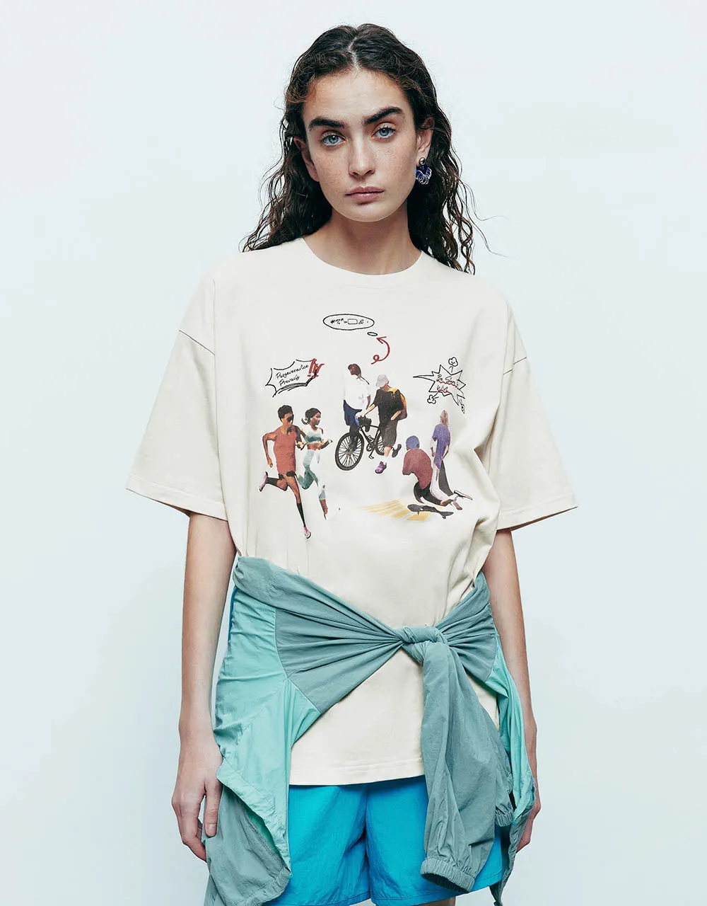 Printed Crew Neck Loose T-Shirt sold by Urban Revivo product image thumbnail 3