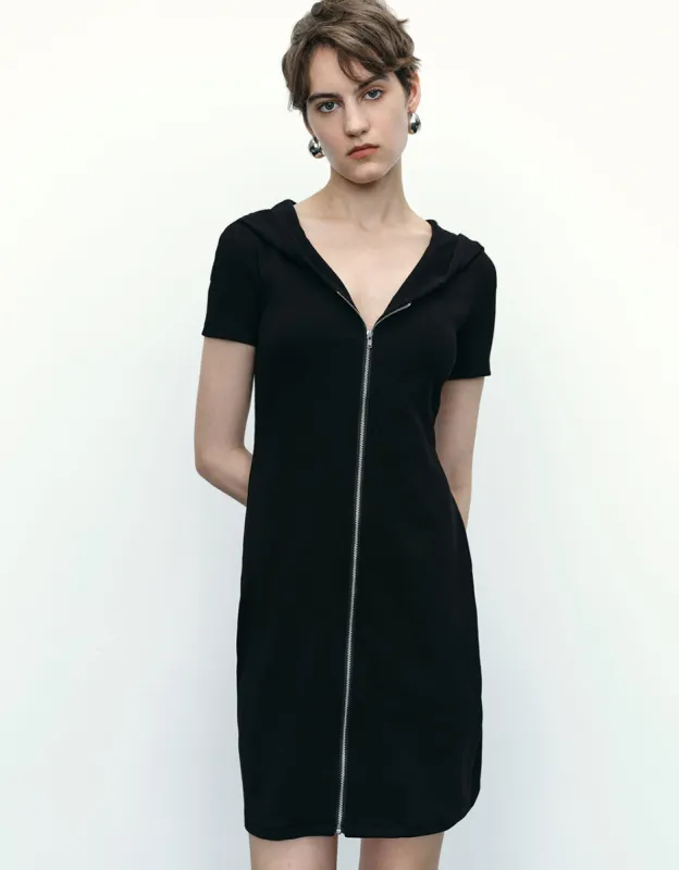 Zipper Front Lapel Skinny Dress sold by Urban Revivo