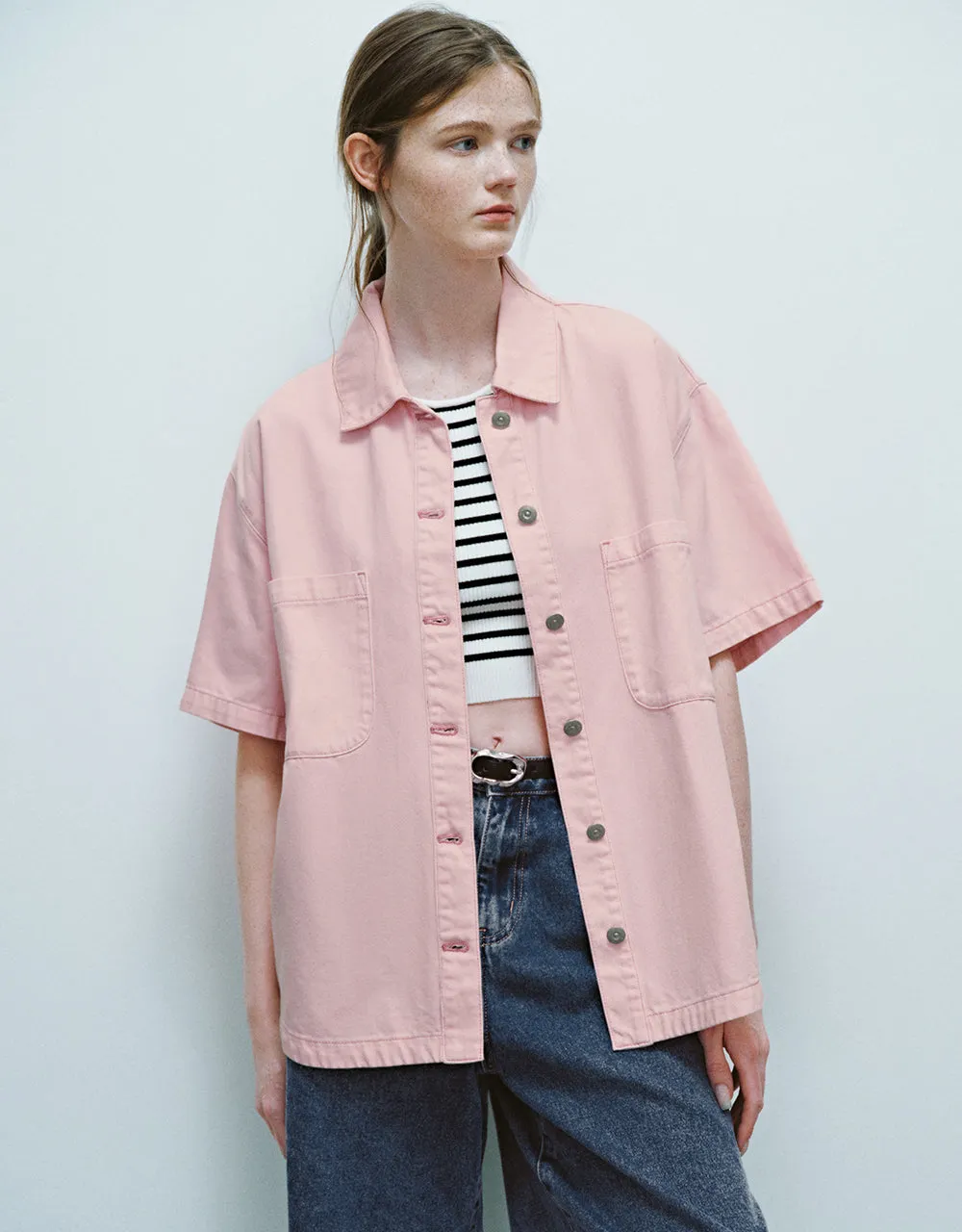 Button Up Loose Denim Shirt sold by Urban Revivo