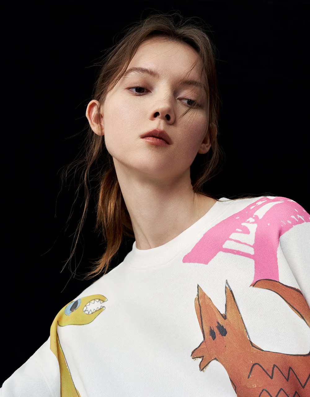 Printed Crew Neck Loose Sweatshirt sold by Urban Revivo product image thumbnail 5