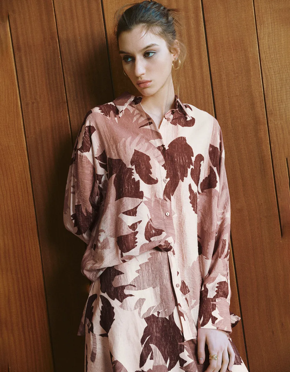 Printed Button Up Loose Shirt sold by Urban Revivo