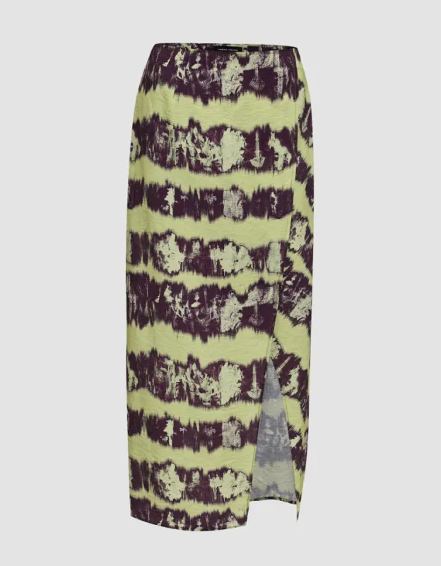 Printed Split Hem Midi Straight Skirt sold by Urban Revivo