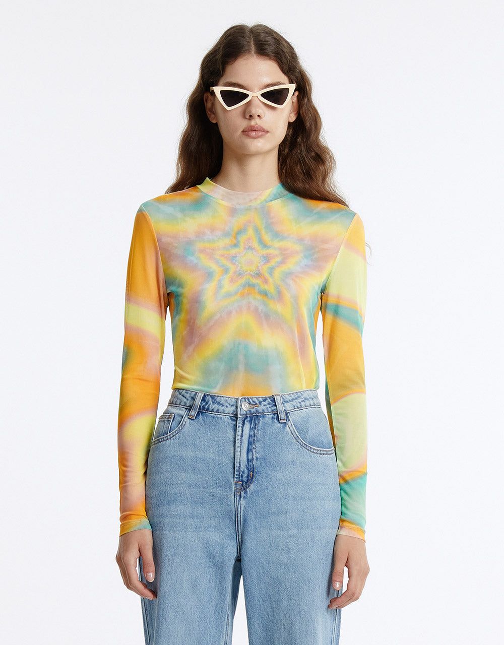 Star Print Mesh Top sold by Urban Revivo product image thumbnail 3