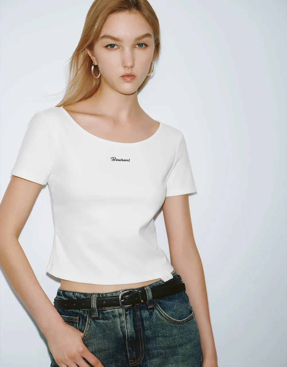 Letter Printed Crew Neck Skinny T-Shirt sold by Urban Revivo product image thumbnail 3