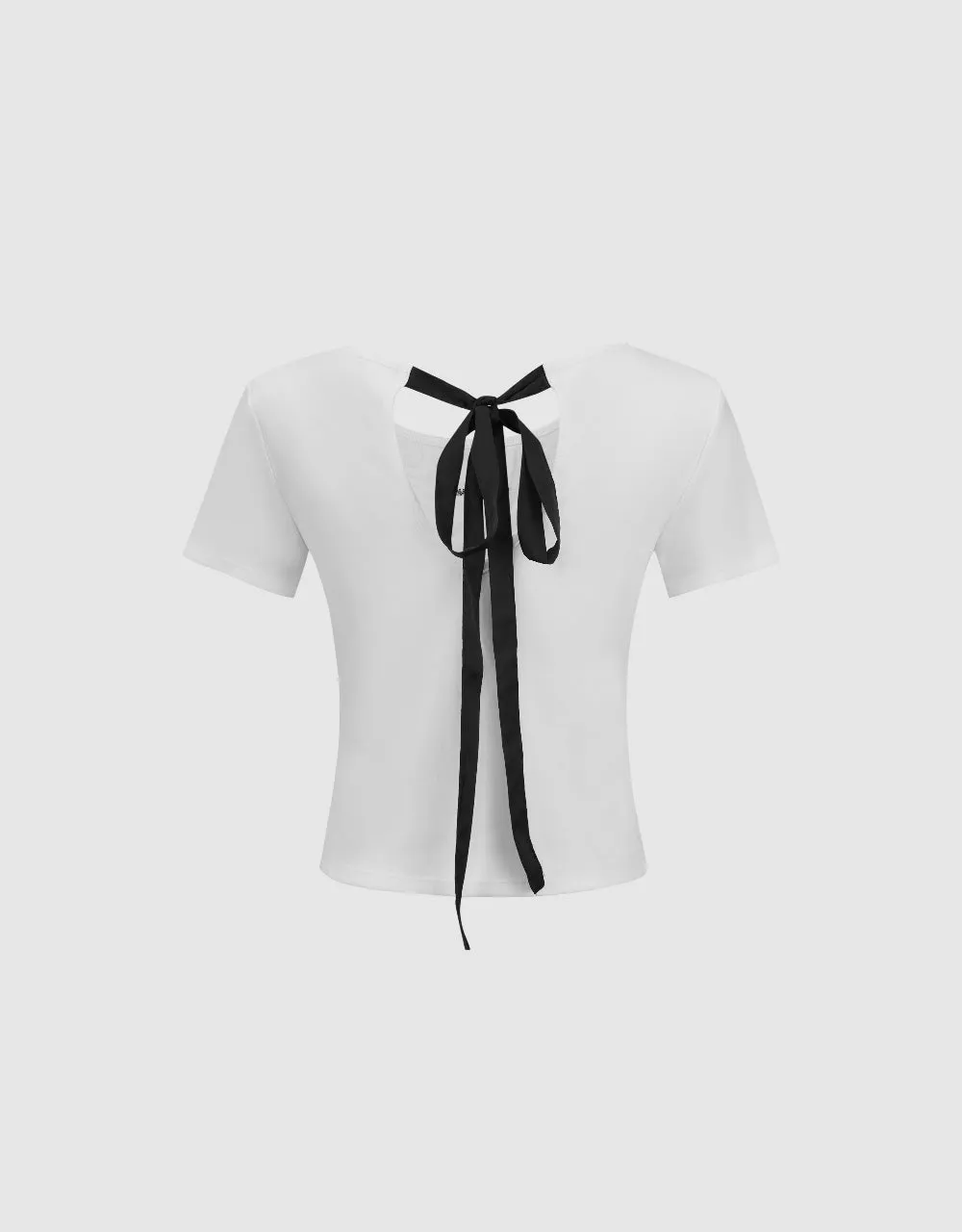 Letter Printed Crew Neck Skinny T-Shirt sold by Urban Revivo product image thumbnail 2