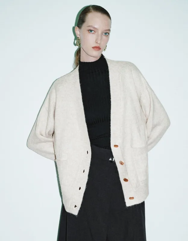 Straight V-Neck Knitted Cardigan sold by Urban Revivo