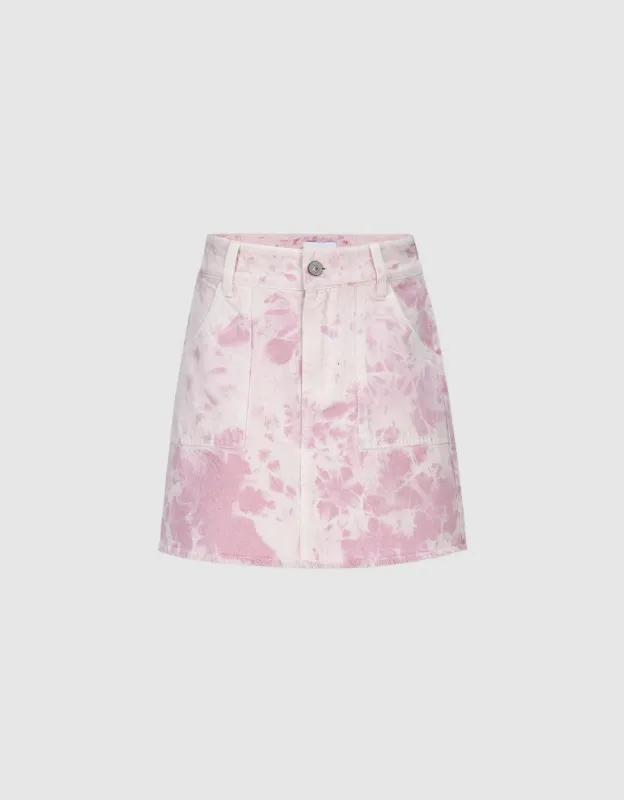 Printed Mini A-Line Denim Skirt sold by Urban Revivo