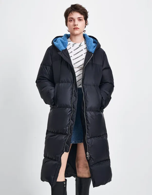 Zipper Front Hooded Longline Down Jacket sold by Urban Revivo