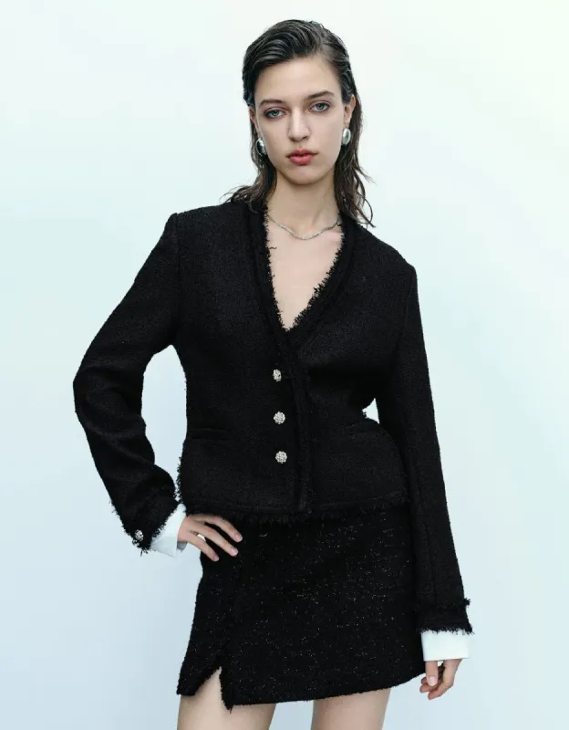 Raw Hem Straight Jacket sold by Urban Revivo