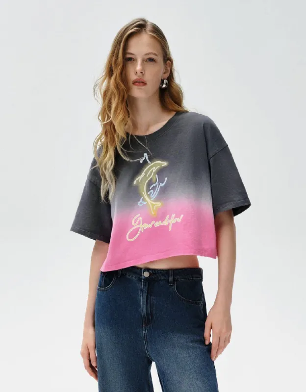 Printed Crew Neck Loose T-Shirt sold by Urban Revivo