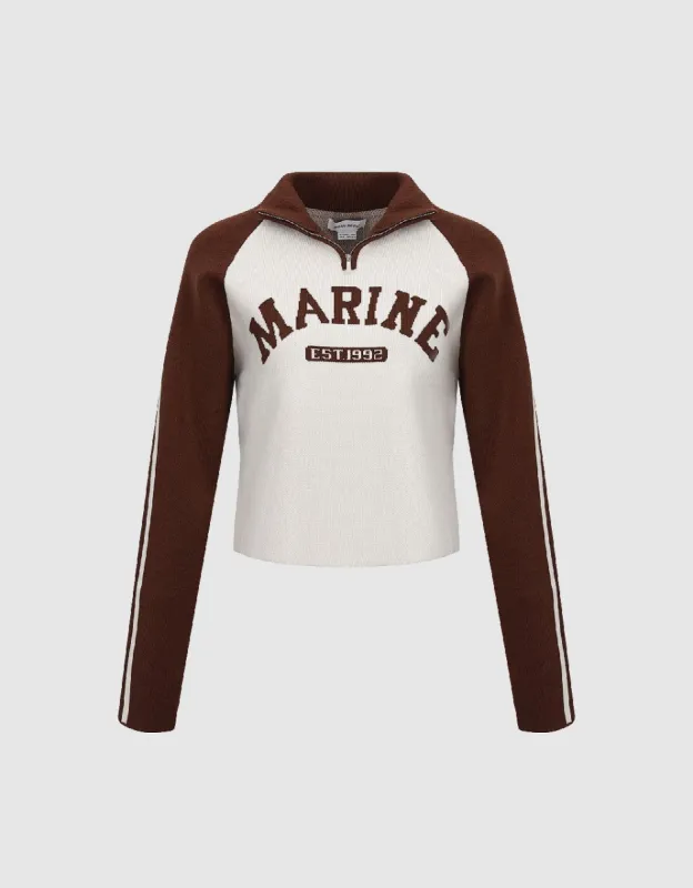 Letter Embroidered Turtle Neck Knitted T-Shirt sold by Urban Revivo