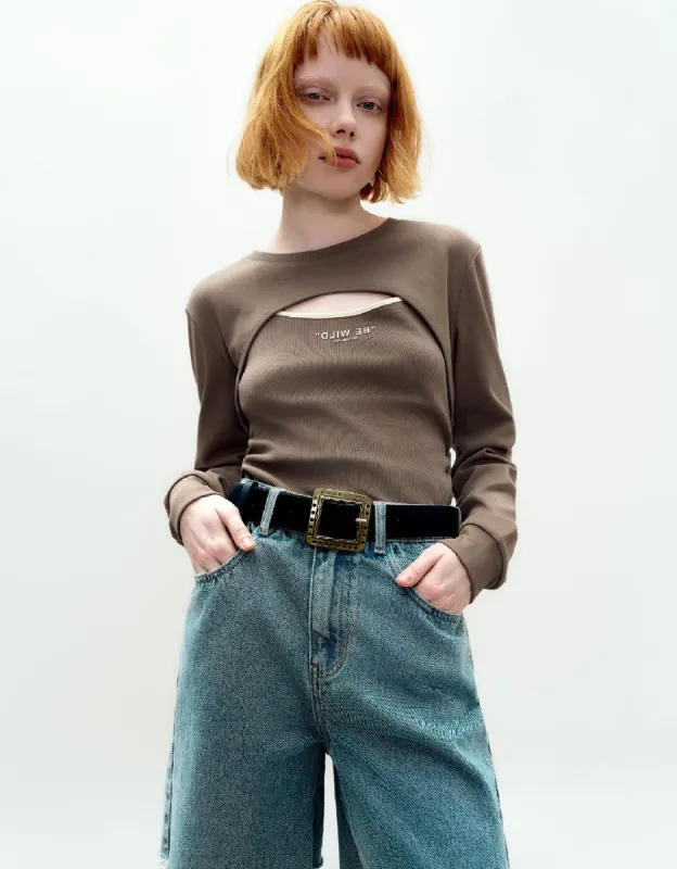 Cut-Out Skinny T-Shirt sold by Urban Revivo