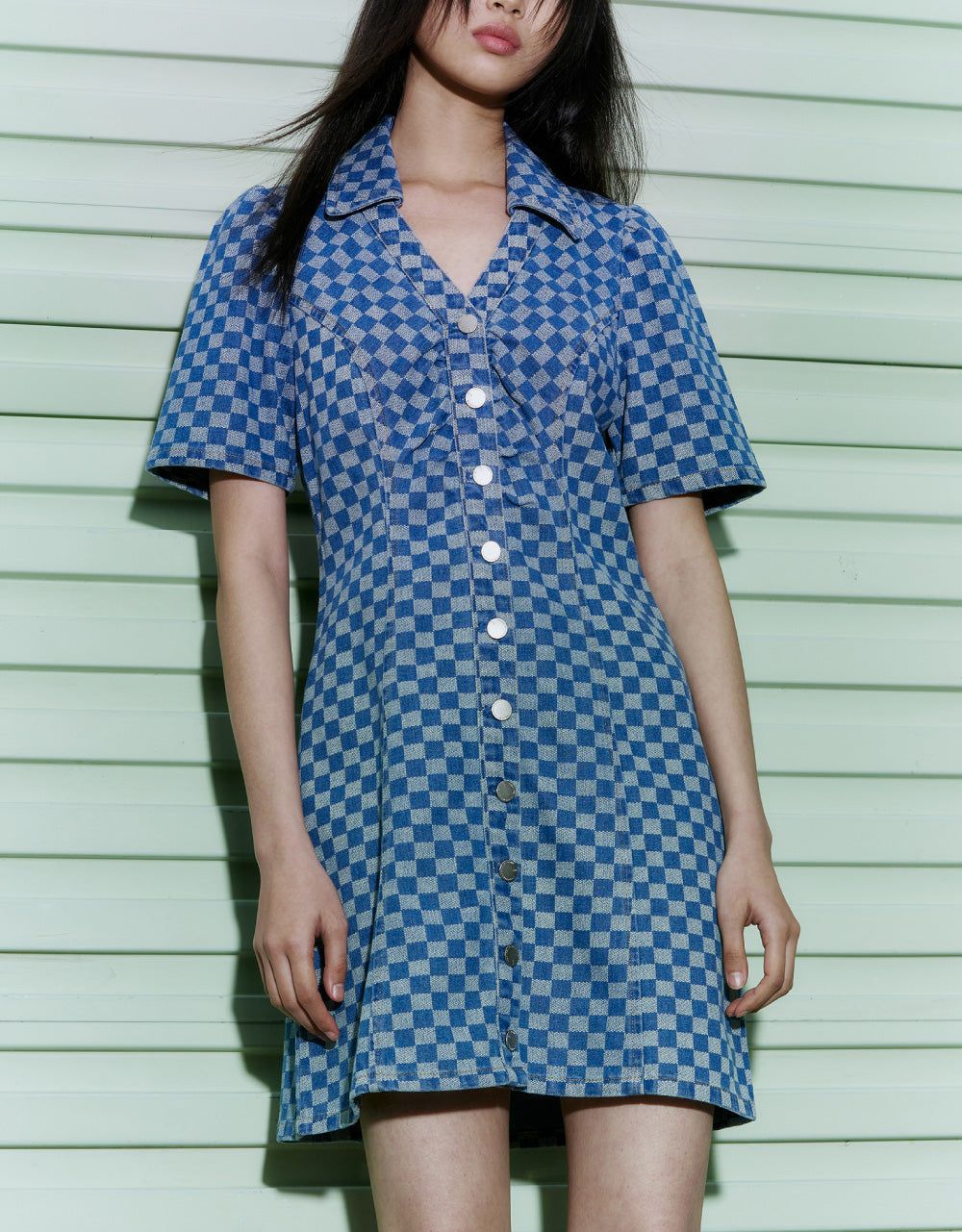 Checkered Denim Dress sold by Urban Revivo product image thumbnail 2