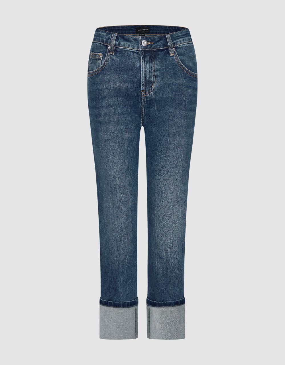 Roll Up Hem Straight Jeans sold by Urban Revivo