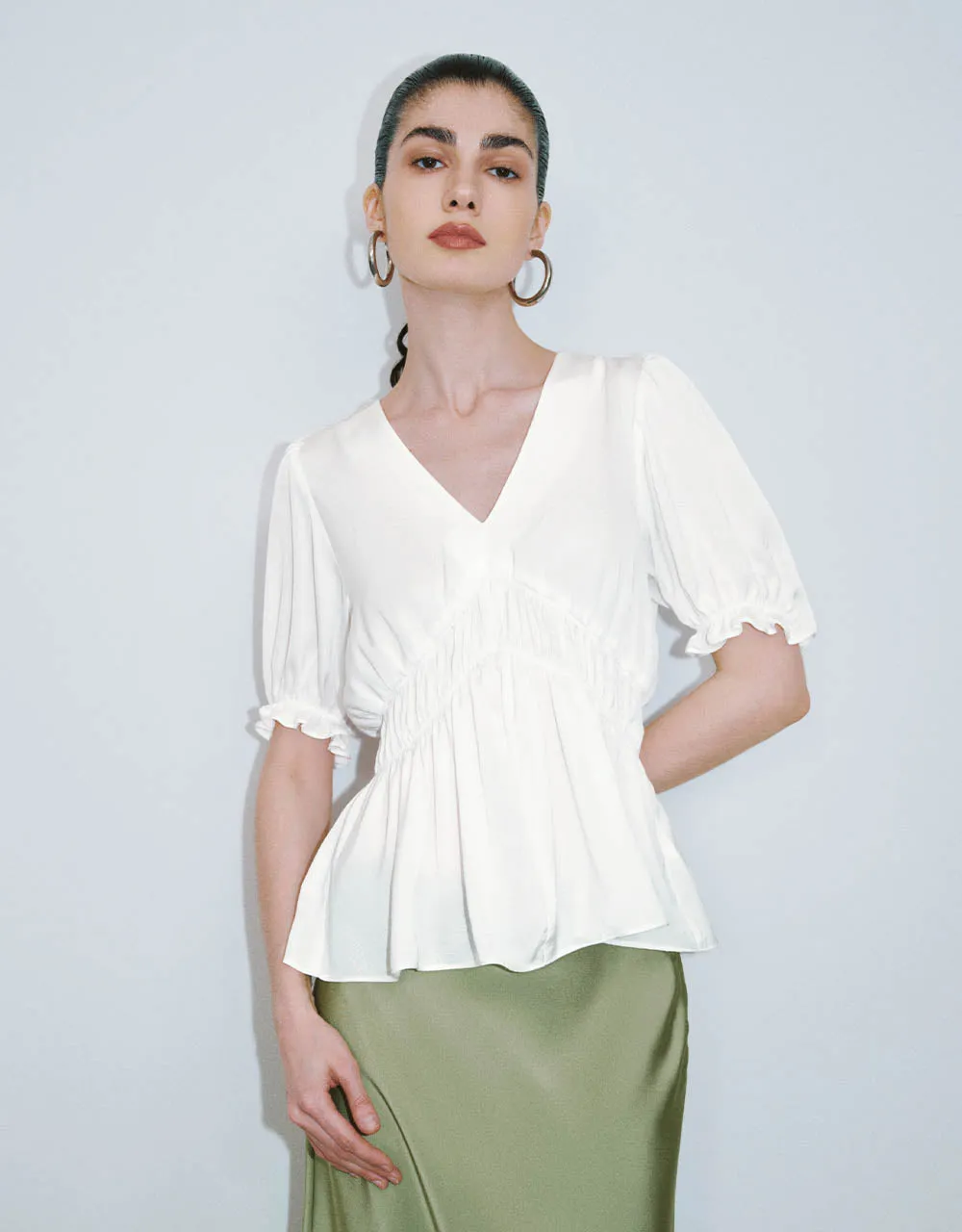 Loose V-Neck Blouse sold by Urban Revivo