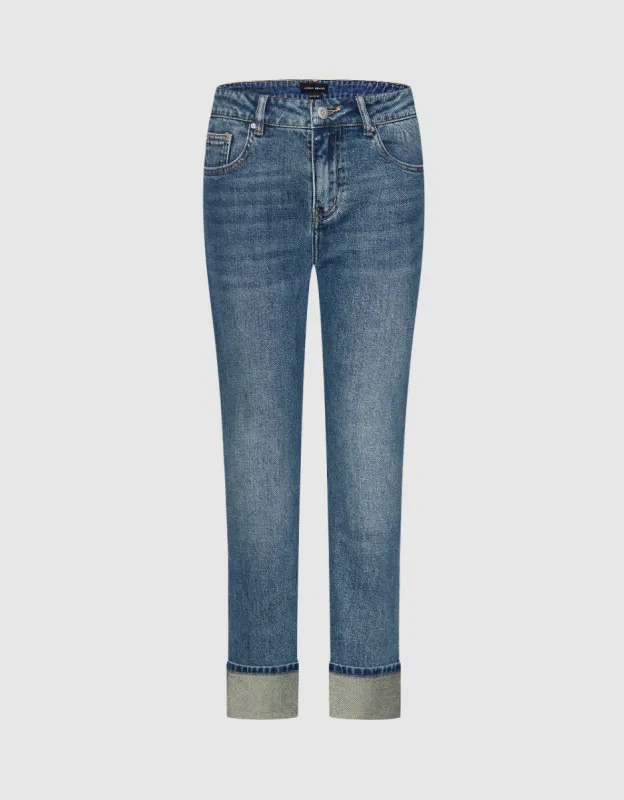 Rolled Up Hem Straight Jeans sold by Urban Revivo