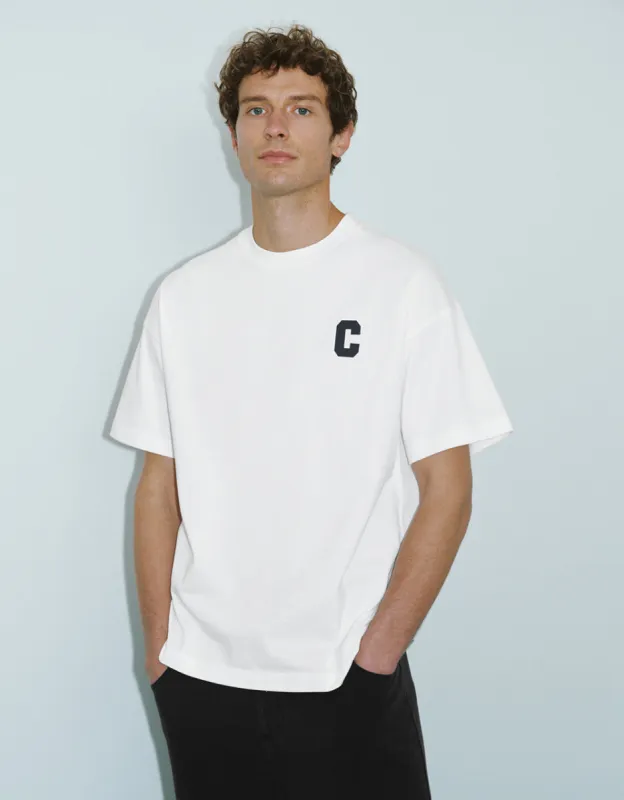 Letter Embossed Crew Neck A-Line T-Shirt sold by Urban Revivo