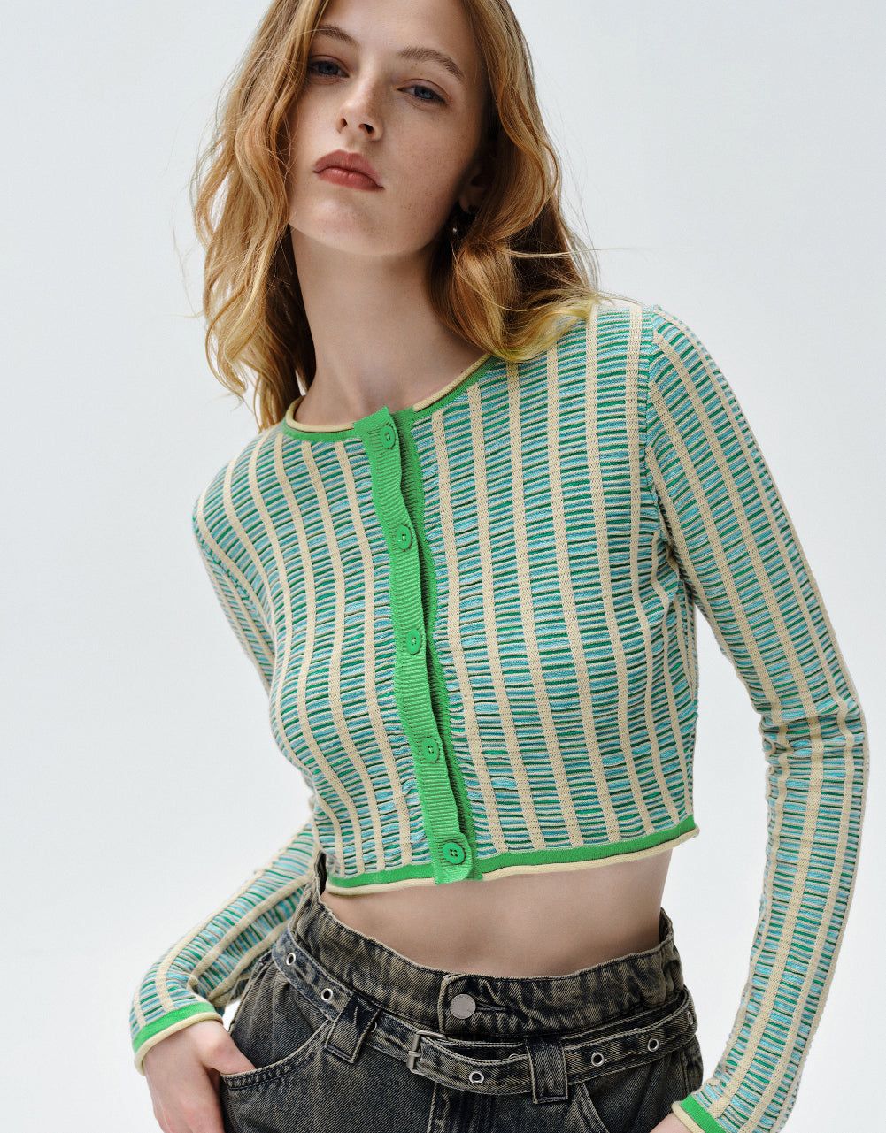 Striped Crew Neck Knitted Cardigan sold by Urban Revivo product image thumbnail 5
