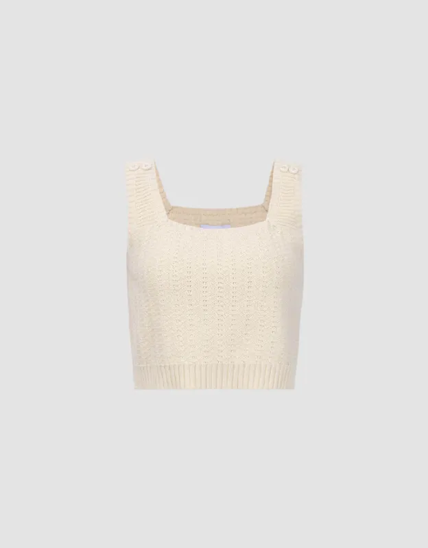 Square-cut Collar Knitted Tank Top sold by Urban Revivo