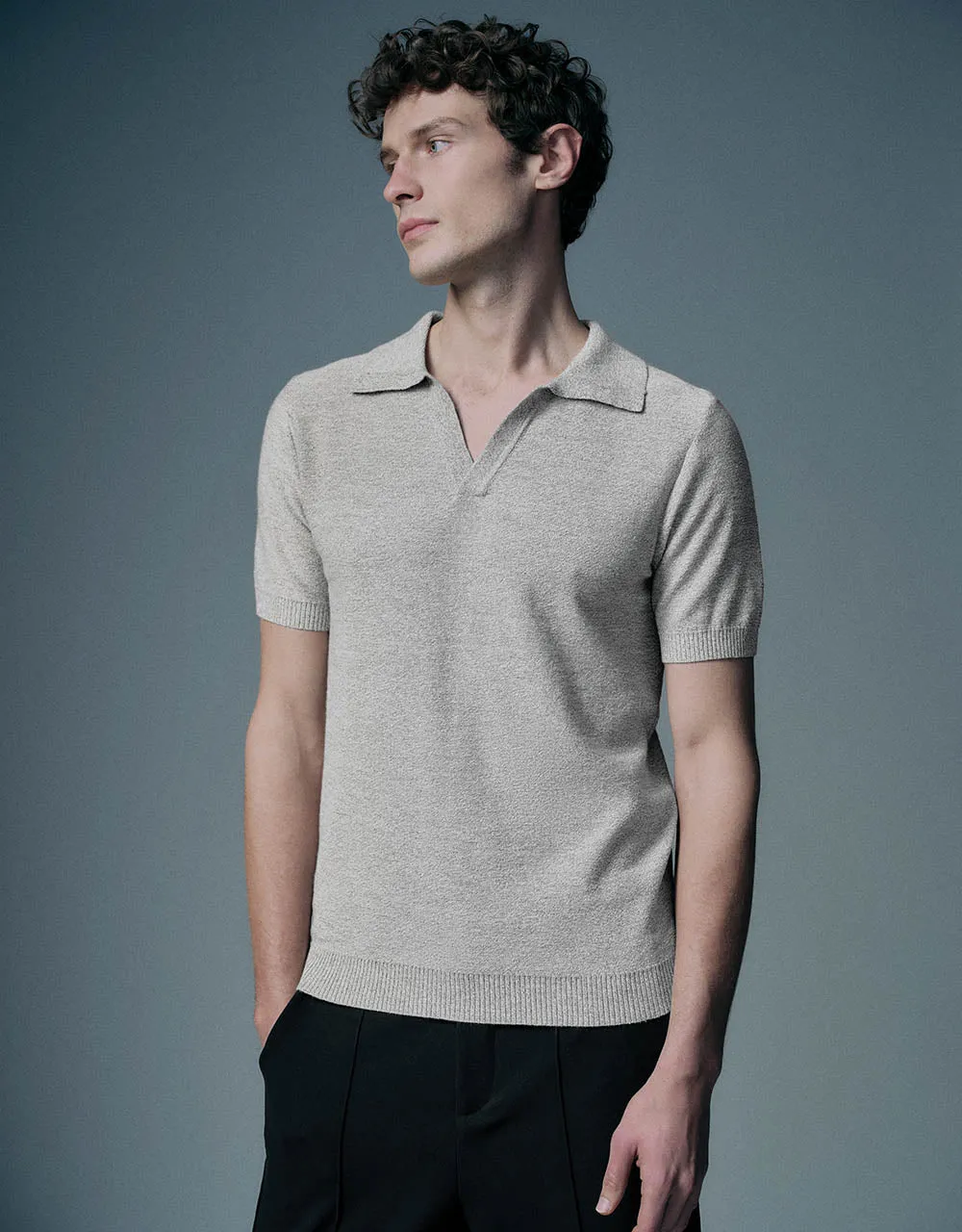 Lapel Straight Knitted T-Shirt sold by Urban Revivo product image thumbnail 3