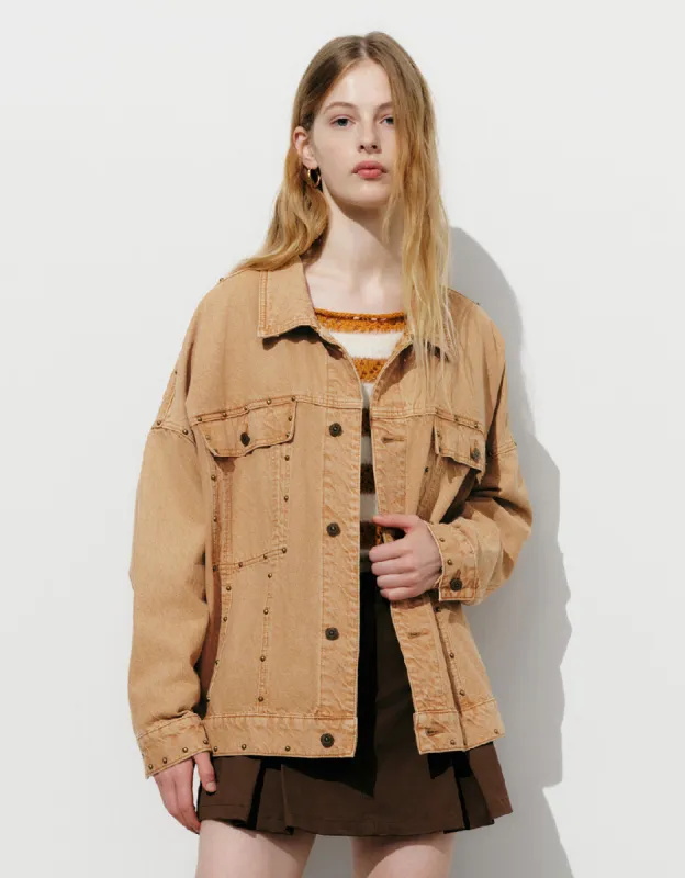 Studded Décor Denim Jacket sold by Urban Revivo