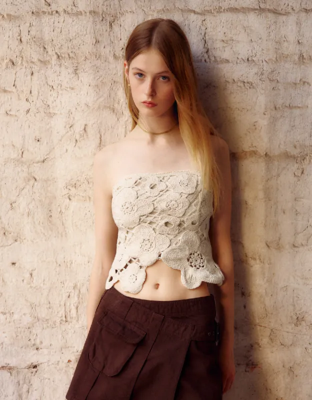 Crochet Knitted Tube Top sold by Urban Revivo