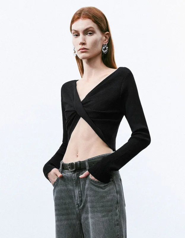 Twist Off-Shoulder Knitted T-Shirt sold by Urban Revivo