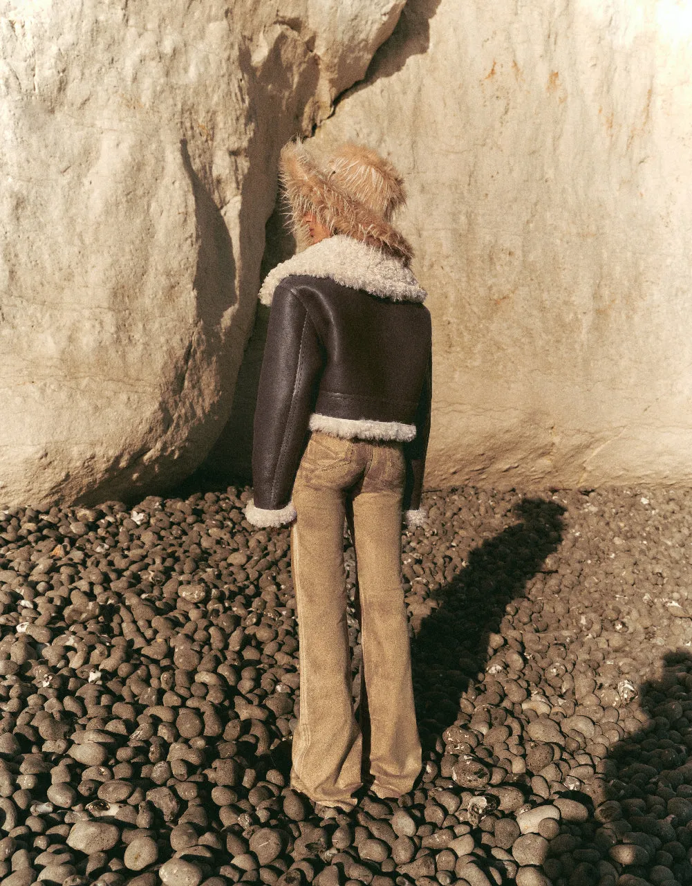 Zipper Front Vegan Leather Jacket With Furry Collar sold by Urban Revivo product image thumbnail 4