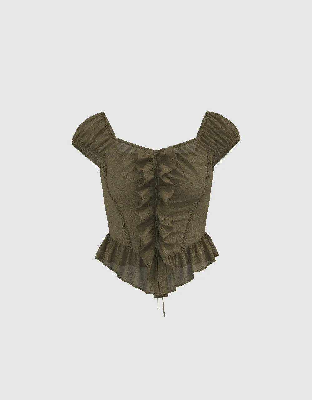 Square-cut Collar Ruffle Blouse sold by Urban Revivo