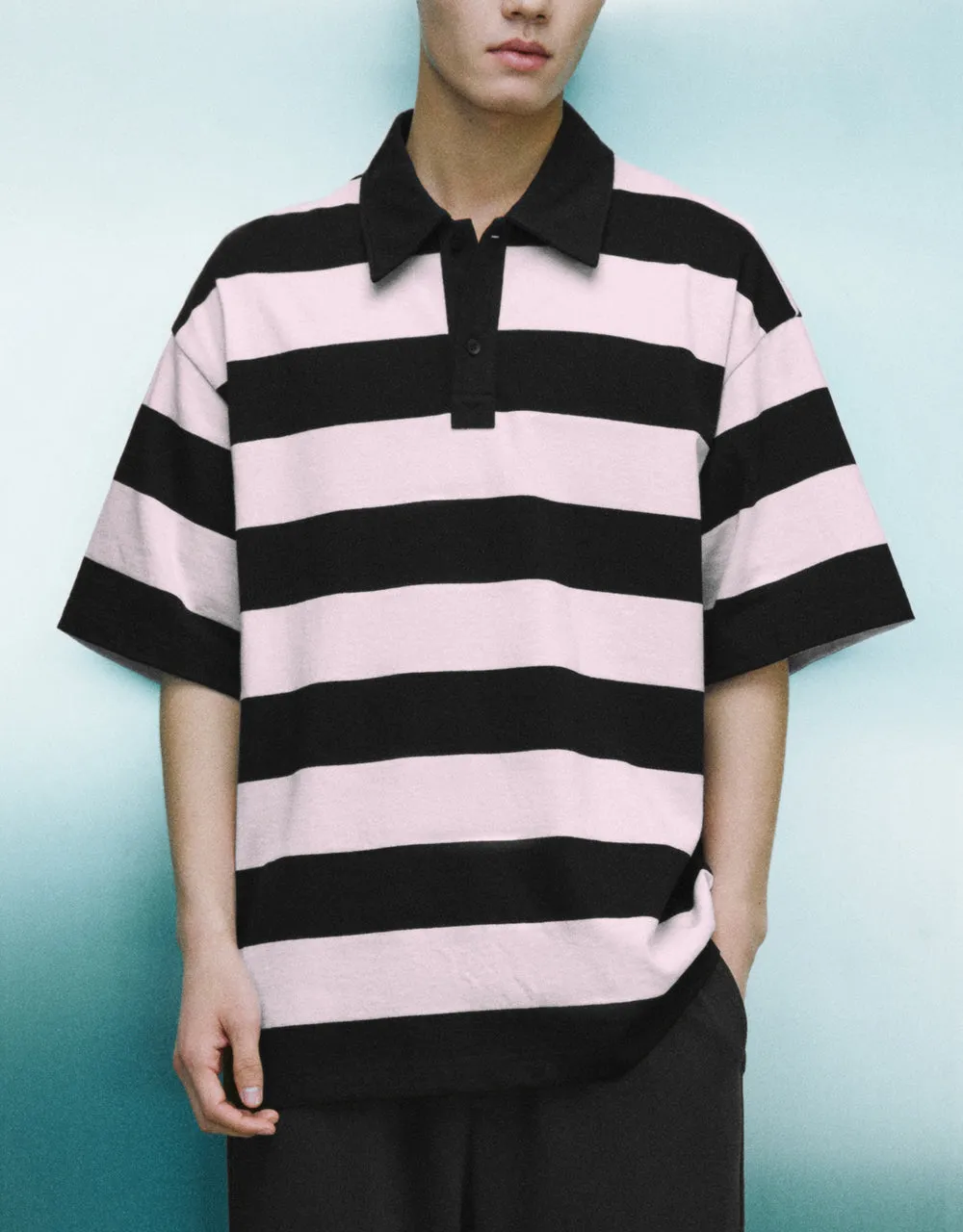 Striped Loose Polo Shirt sold by Urban Revivo product image thumbnail 2