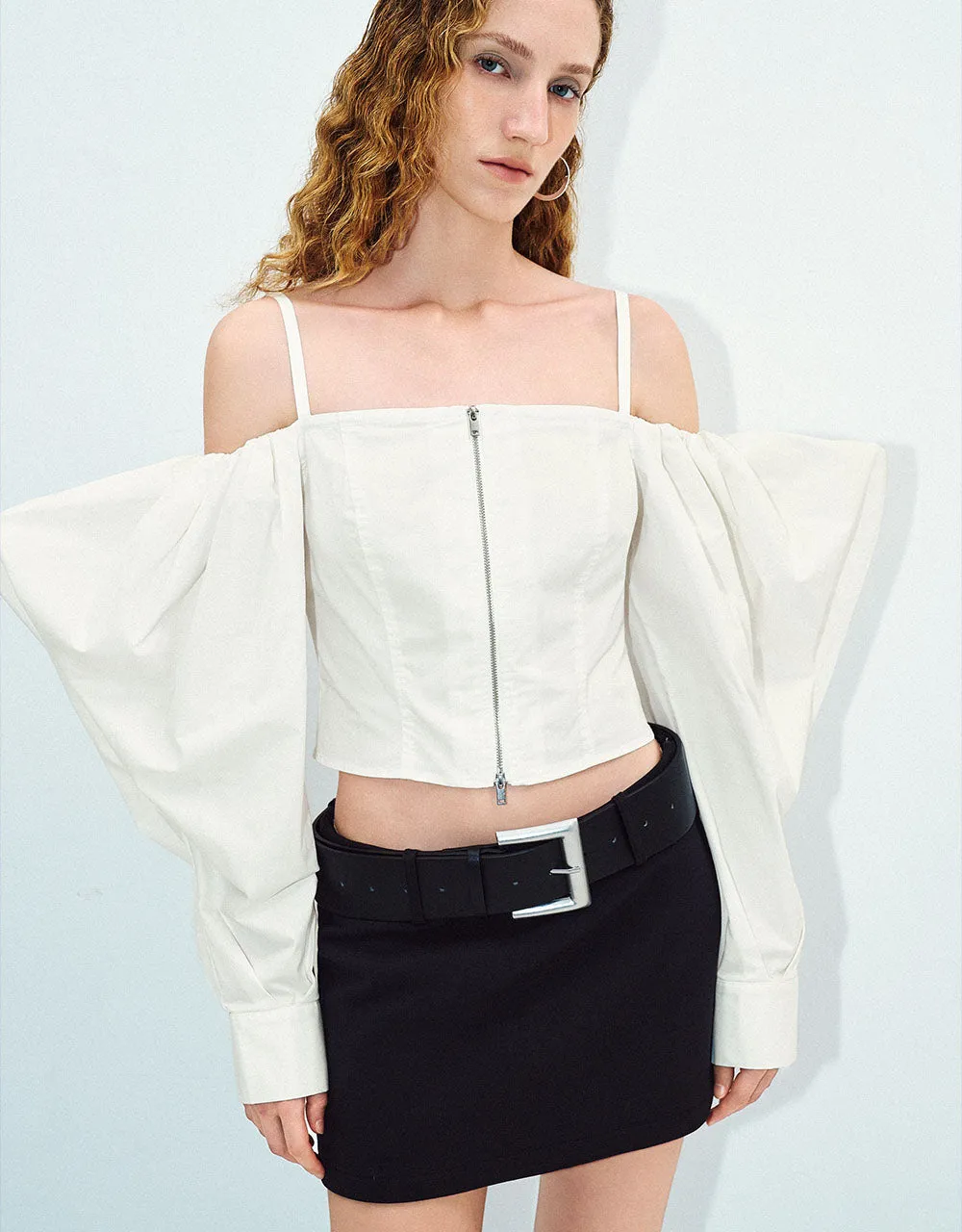 Zipper Front Off-Should Shirt sold by Urban Revivo product image thumbnail 3