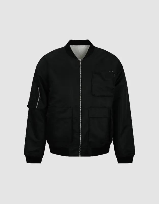 Zipper Front Multi-Pocket Loose Jacket sold by Urban Revivo