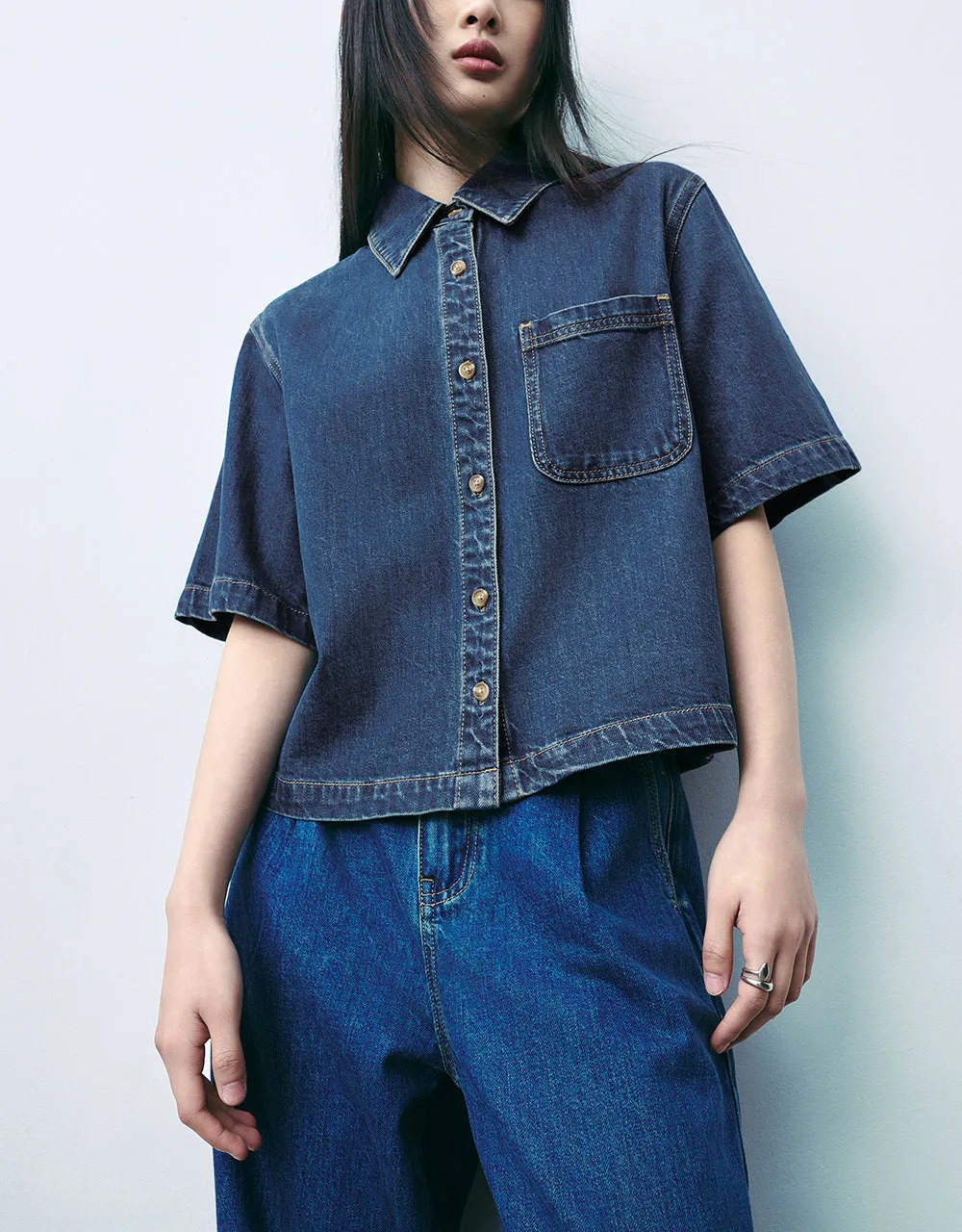 Skinny Denim Shirt sold by Urban Revivo product image thumbnail 2