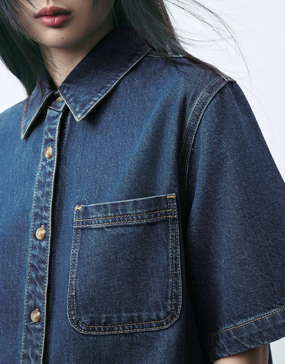 Skinny Denim Shirt sold by Urban Revivo product image thumbnail 4